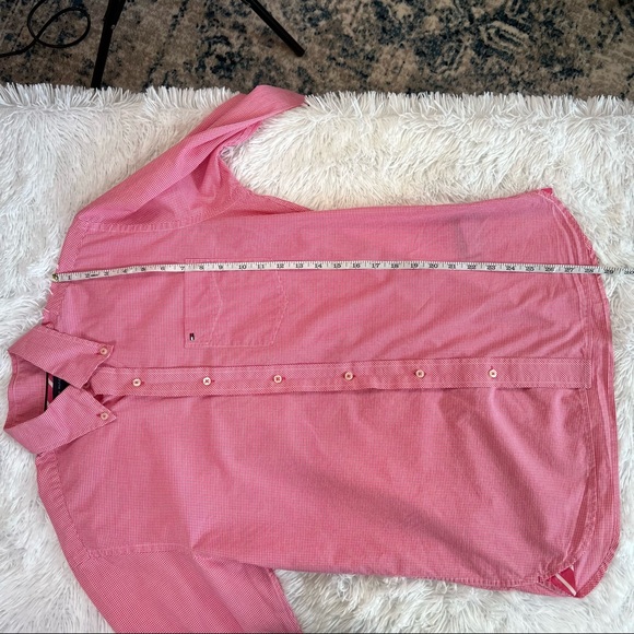 Tommy Hilfiger Pink Checkered Button-Up Collared Long Sleeve Shirt Accent Cuffs - Picture 14 of 14
